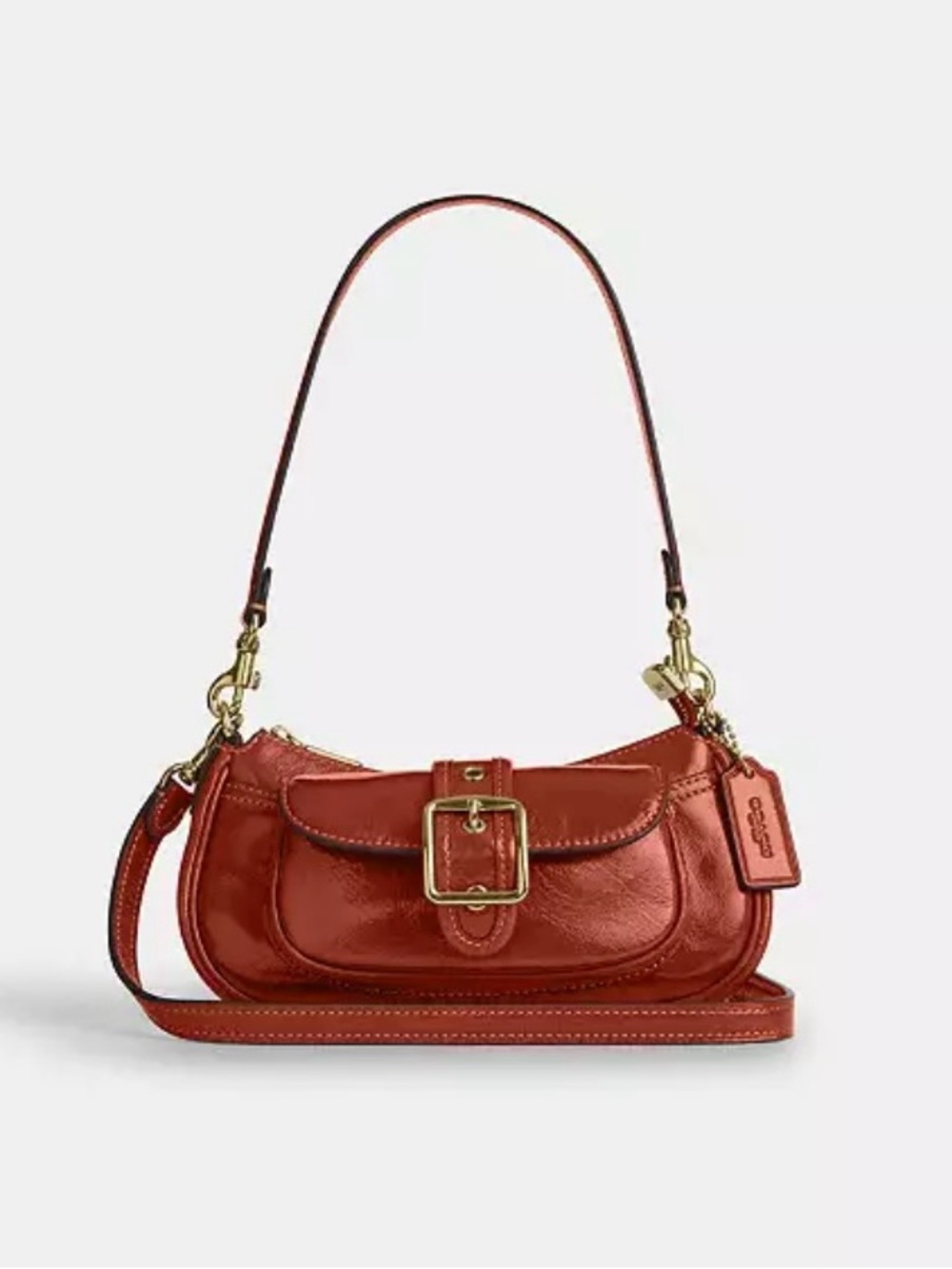 COACH Brown Leather Buckle Shoulder Bag